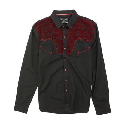 Black Floral Long Sleeve Button Down
