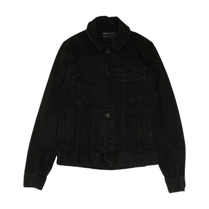 Black Solid Denim Jacket