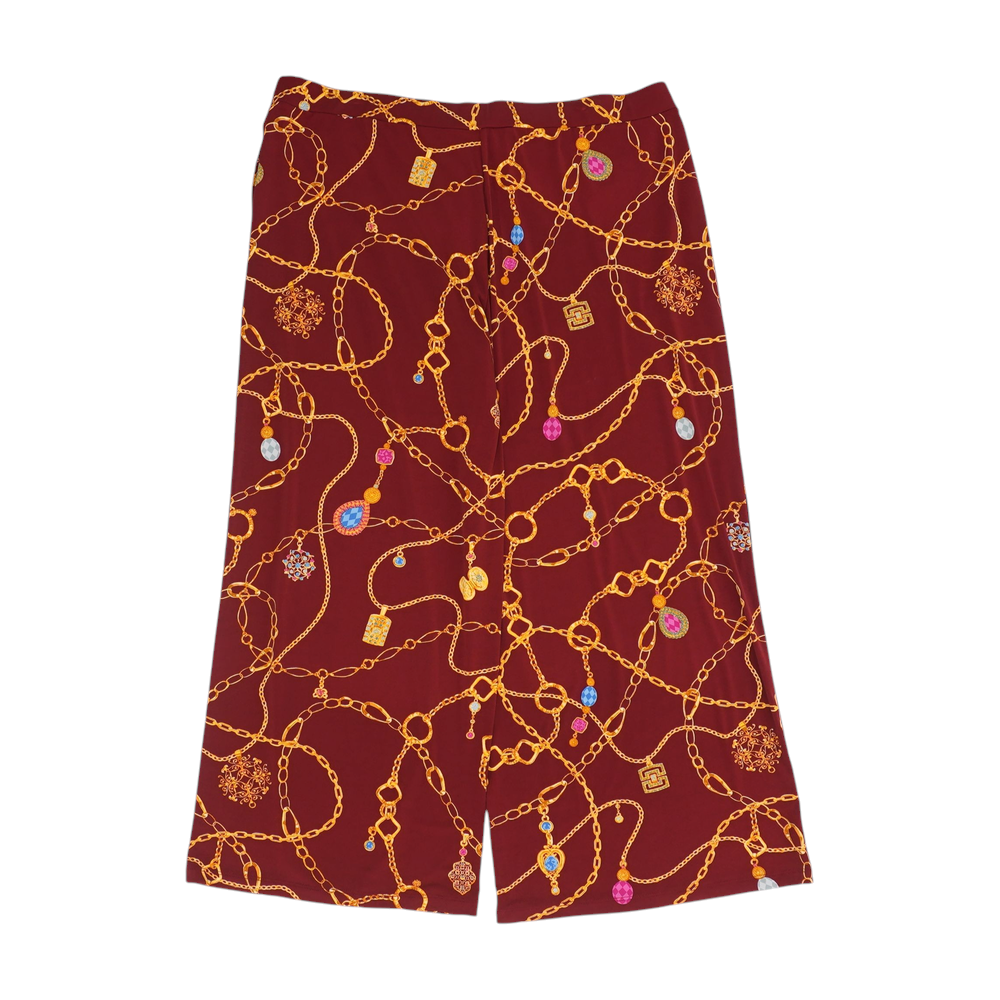 Red Print Wide Leg Pants