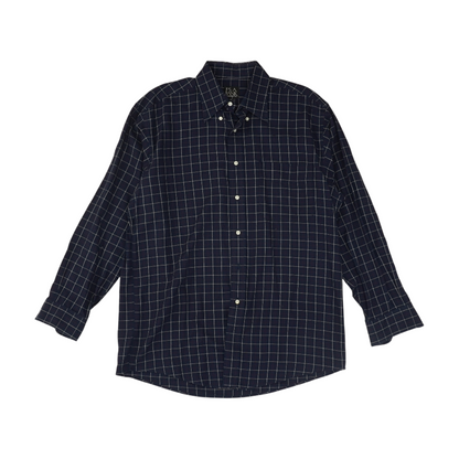 Navy Check Long Sleeve Button Down