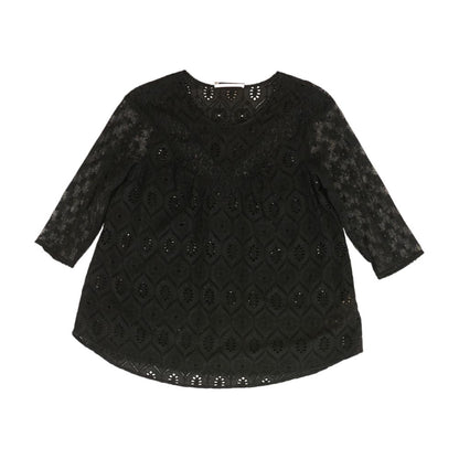 Black Solid 3/4 Sleeve Blouse