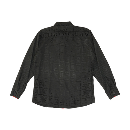 Black Geometric Long Sleeve Button Down