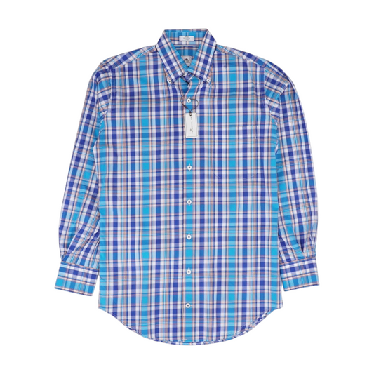 Blue Plaid Long Sleeve Button Down