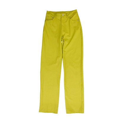 Neon Green Solid Dress Pants