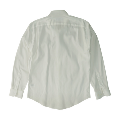 White Solid Long Sleeve Button Down