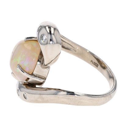Platinum Opal Statement Ring