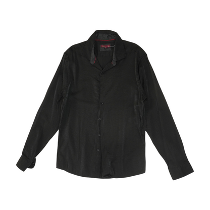 Black Solid Long Sleeve Button Down
