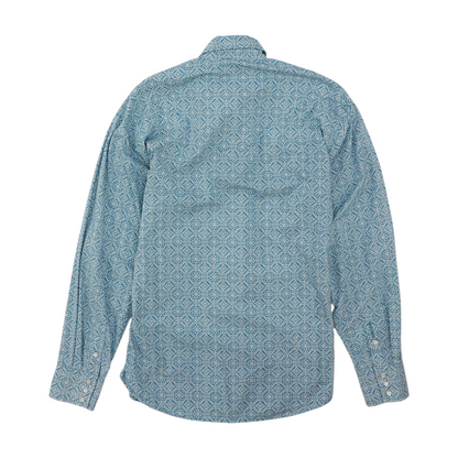 Blue Print Long Sleeve Button Down