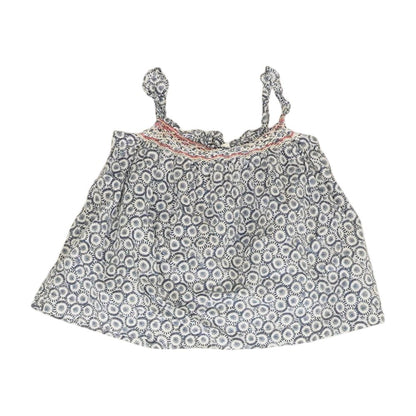 Blue Floral Sleeveless Blouse
