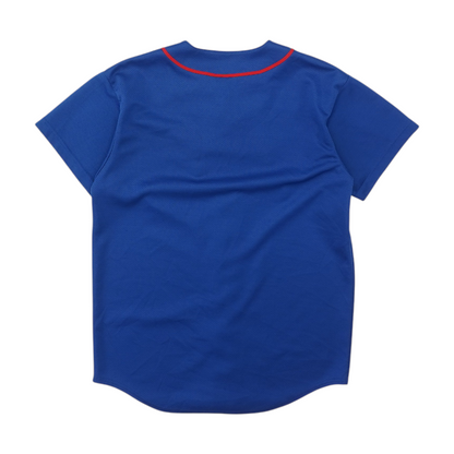 Blue Solid Short Sleeve Button Down