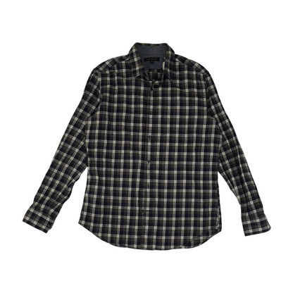 Navy Plaid Long Sleeve Button Down