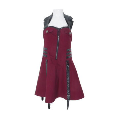 Burgundy Color Block Mini Dress