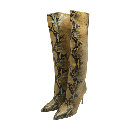 Stiletto Boot in Python Print Leather