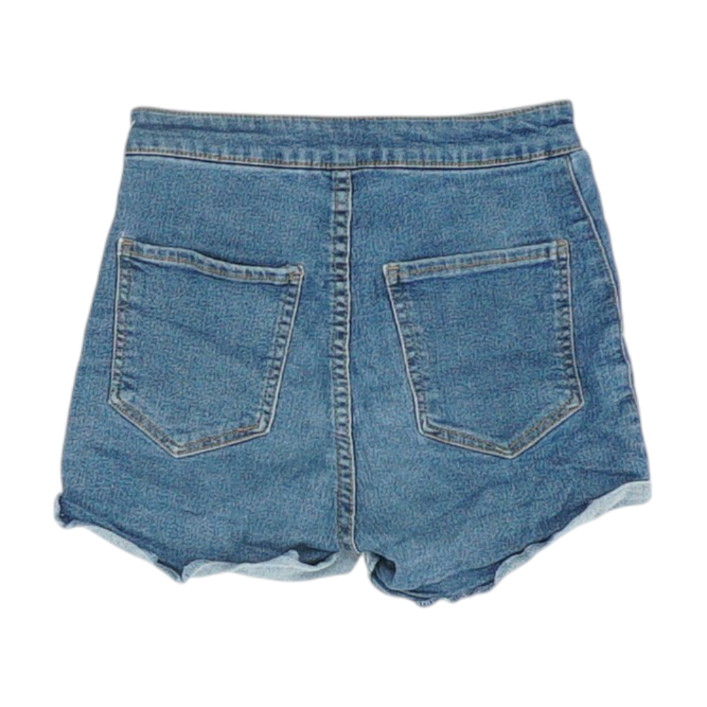 Blue Solid Denim Shorts