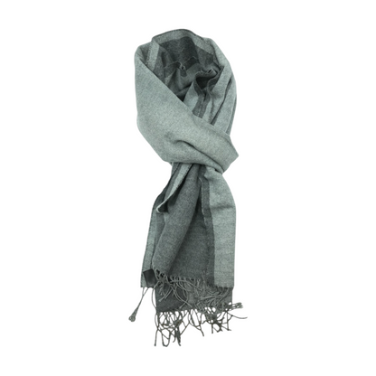 Gray Silk Winter Scarf with Fringe