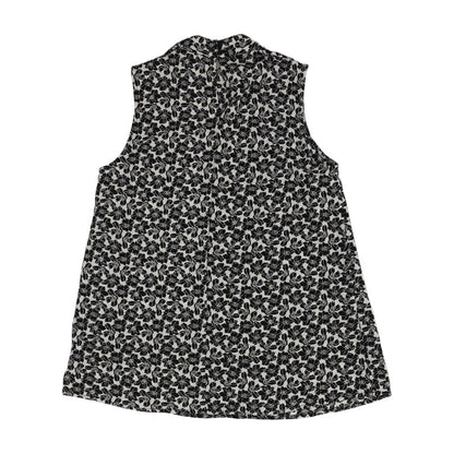 Black Graphic Sleeveless Blouse