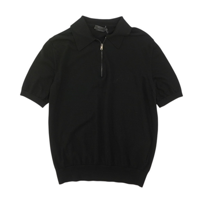 Black Solid Short Sleeve Polo