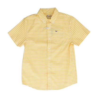 Yellow Check Short Sleeve Button Down