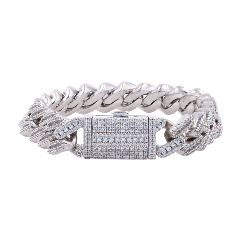 Sterling Silver Cubic Zirconia Chain Bracelet
