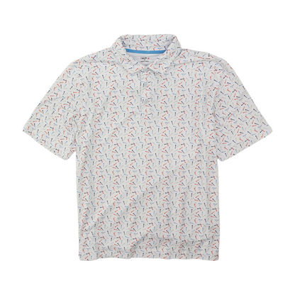 White Print Short Sleeve Polo