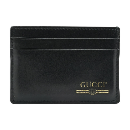 Black Leather Logo Card Case