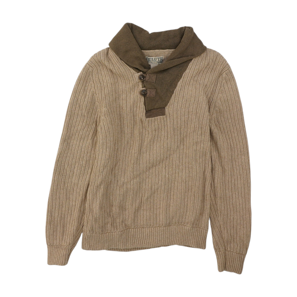 Beige Solid Pullover Sweater