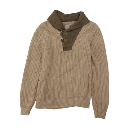 Beige Solid Pullover Sweater