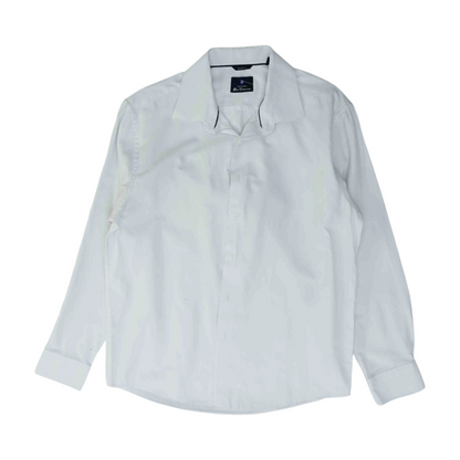 White Solid Long Sleeve Button Down