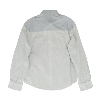 Blue Solid Long Sleeve Button Down