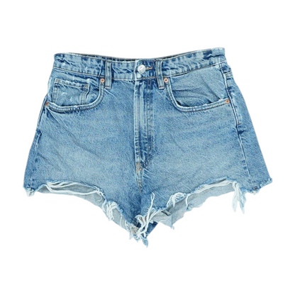 Blue Solid Denim Shorts