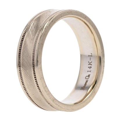 14K White Gold Grooved With Plain Edges Band