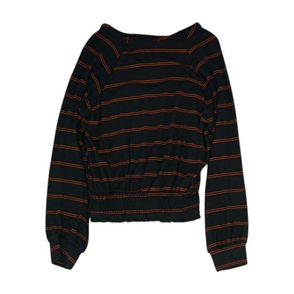 Navy Striped Crewneck Knit Top