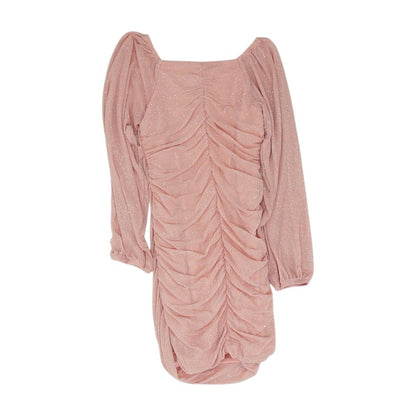 Pink Solid Midi Dress