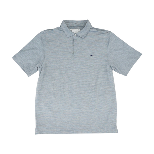 Gray Striped Short Sleeve Polo