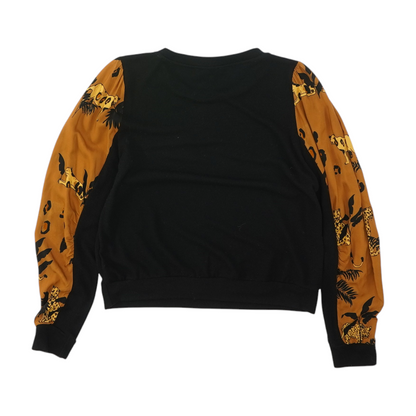 Black Color Block Pullover Sweater