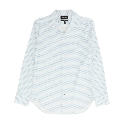White Print Long Sleeve Button Down