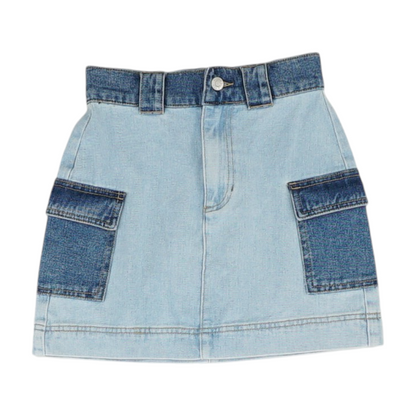 Blue Color Block Mini Skirt