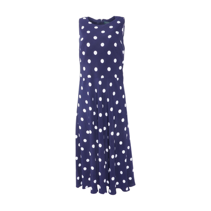 Navy Polka Dot Midi Dress