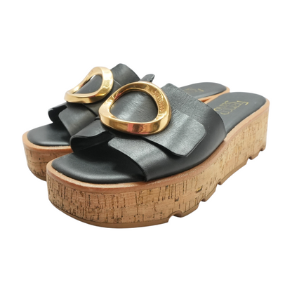 Black Wedged Sandals