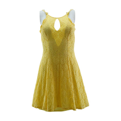 Yellow Eyelet Midi Dress