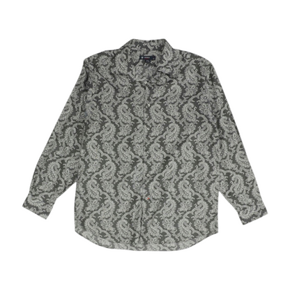 Gray Paisley Long Sleeve Button Down