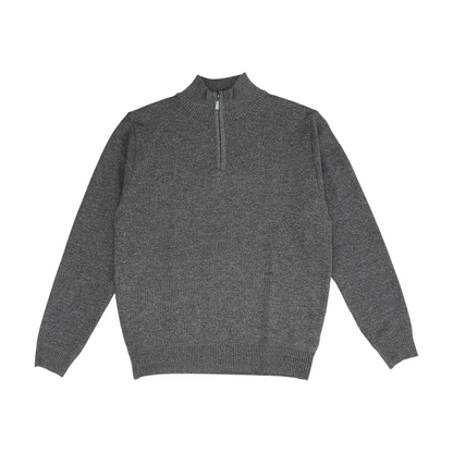 Brown Solid 1/4 Zip Sweater