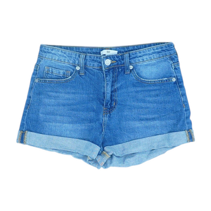 Blue Solid Denim Shorts