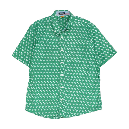 Green Graphic Short Sleeve Button Down