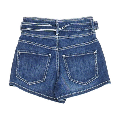 Blue Solid Denim Shorts
