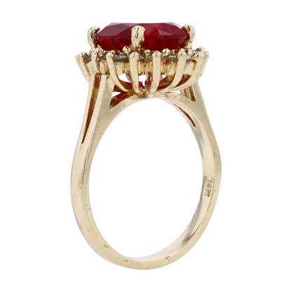 Yellow Gold Synthetic Ruby Statement Ring