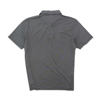 Navy Striped Short Sleeve Polo