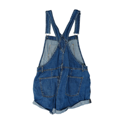 Blue Solid Overalls Shorts