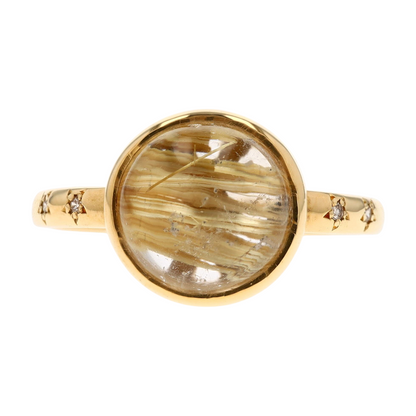 18K Yellow Gold Rutile Quartz Statement Ring