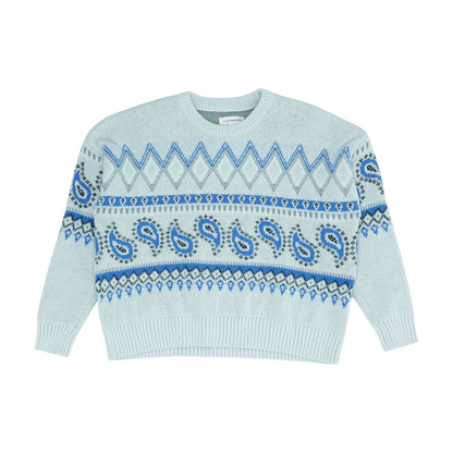 Gray Paisley Pullover Sweater